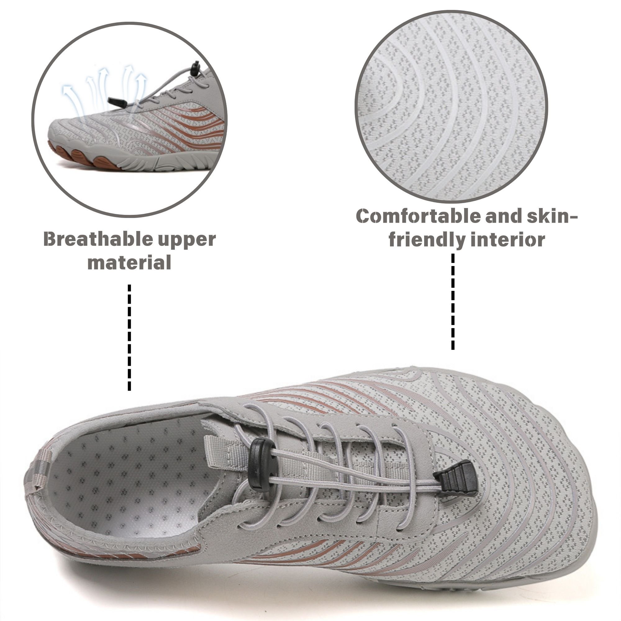 Skin-Feel Wide Toe Box Quick Dry Barefoot Socks for Women Men