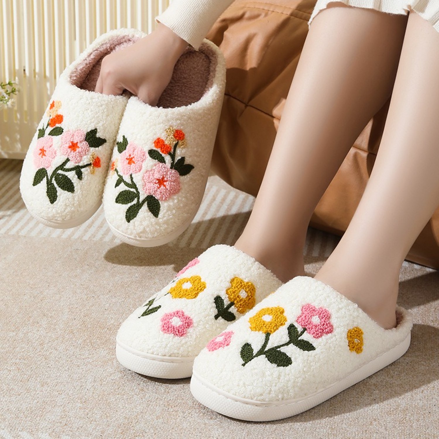Cute Cartoon Flower Slippers for Women