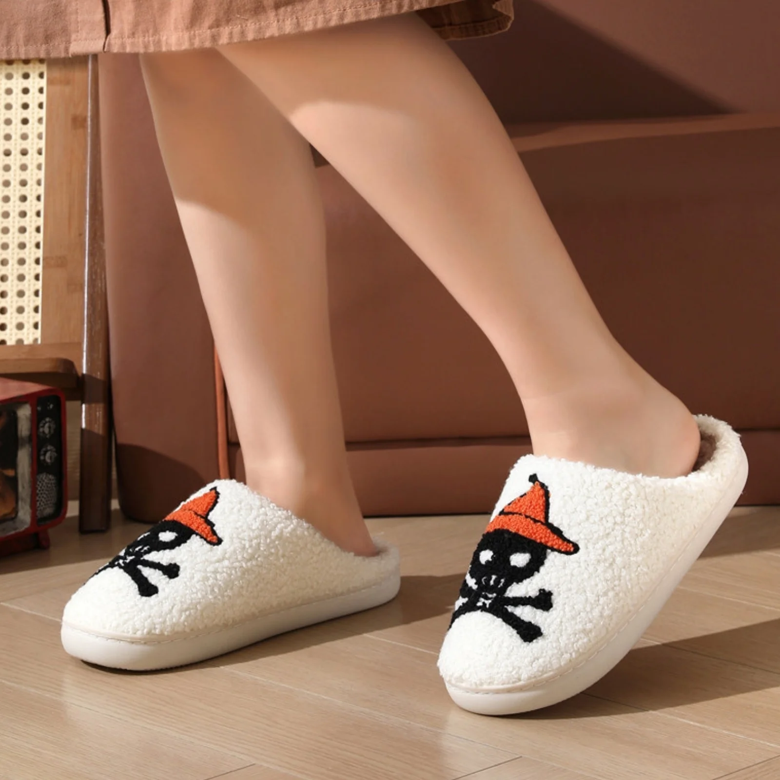 Soft Plush Halloween Slippers for Women and Men