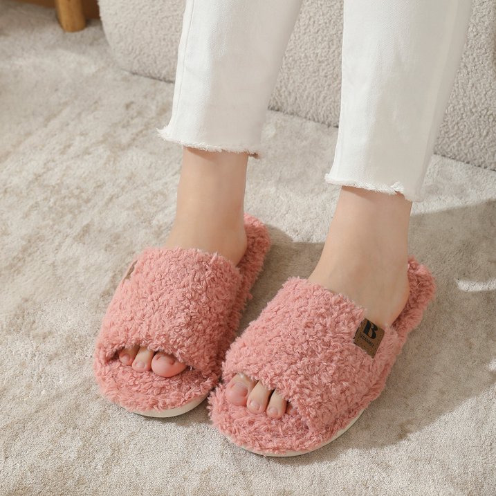 Slippers for Women Men Open Toe Fuzzy Slide Womens Slippers
