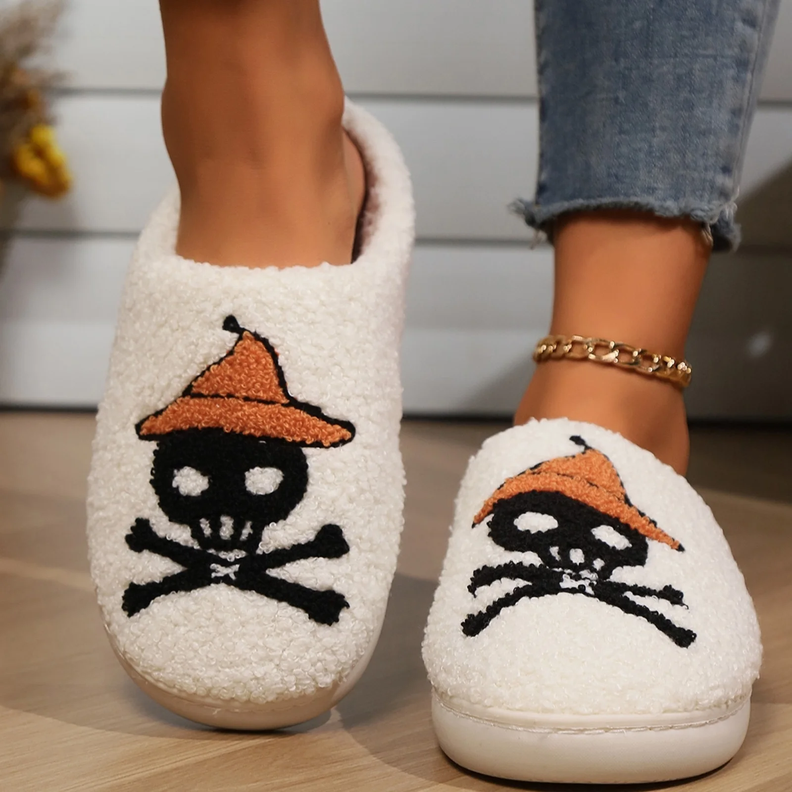 Soft Plush Halloween Slippers for Women and Men