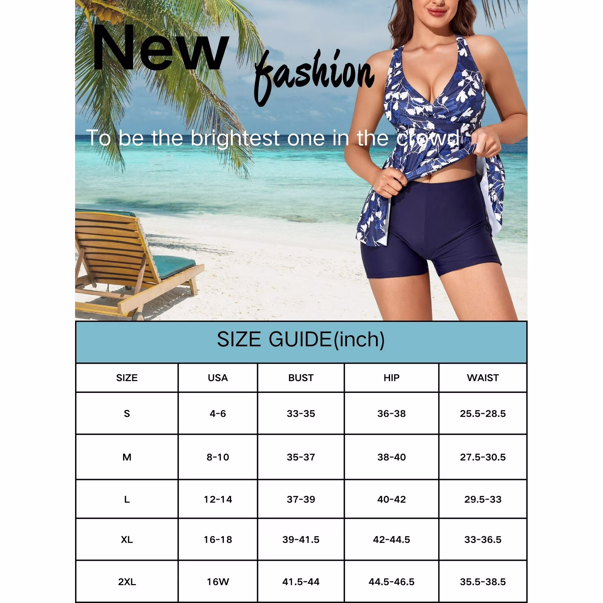 Sexy Deep V Neck Floral Print Tankini Swimsuits for Women