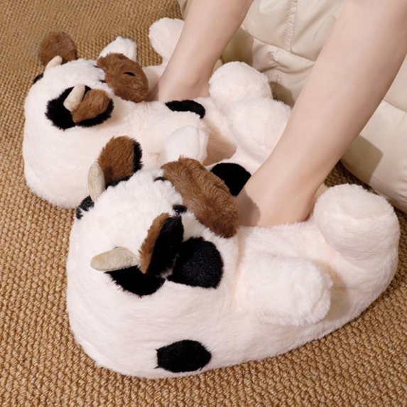 Cute Cow Slippers for Women Men Cartoon Animal House Slippers