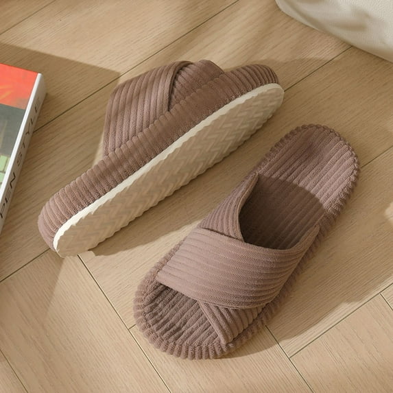  Women’s Corduroy Memory Foam Slippers Open Toe