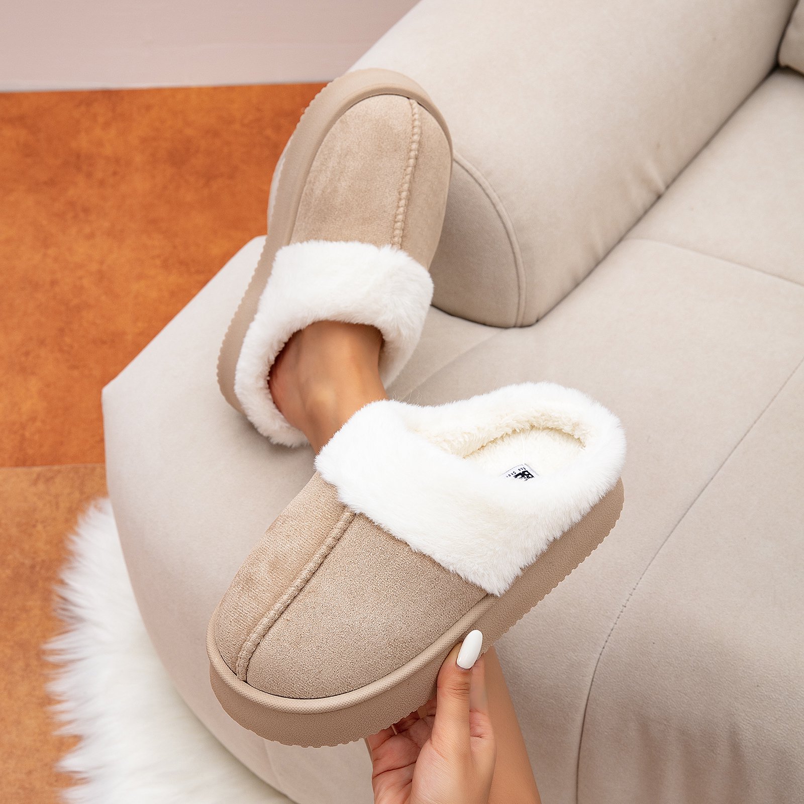 Cozy Platform Fuzzy Slippers Short Ankle Slippers