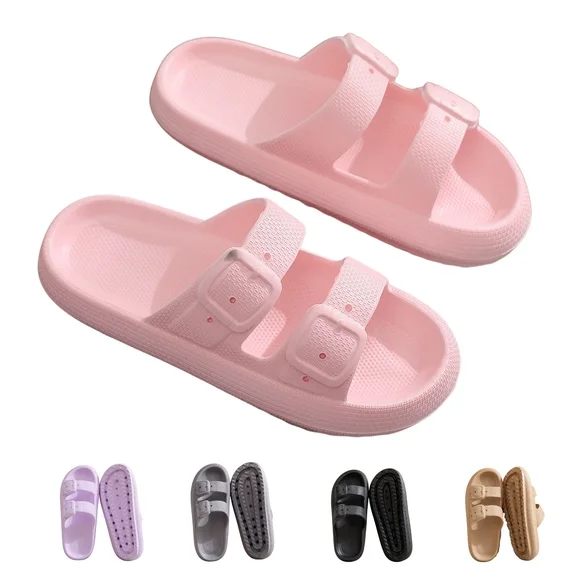 Comfort Cloud Slippers For Women and Men Double Buckle Adjustable Slides 
