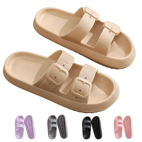 Comfort Cloud Slippers For Women and Men Double Buckle Adjustable Slides 