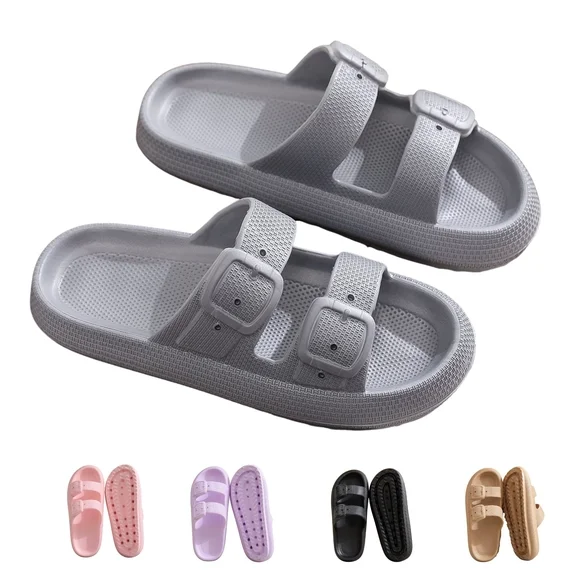 Comfort Cloud Slippers For Women and Men Double Buckle Adjustable Slides 