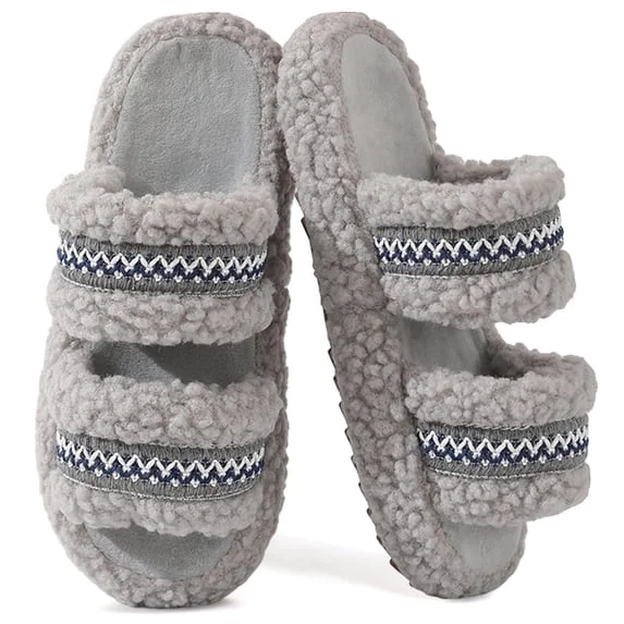 Fuzzy Open-toe Womens Slippers Cozy Memory Foam Indoor House Slippers for Women 