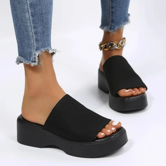  Knit Platform Slippers Women's Platform Wedge Sandals