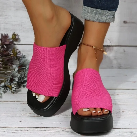  Knit Platform Slippers Women's Platform Wedge Sandals