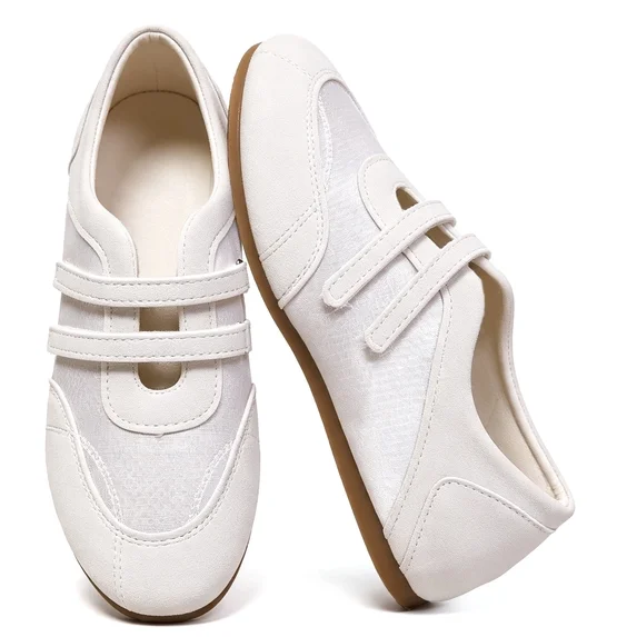 Mary Jane Sneakers for Women with Hook & Loop Strap Comfortable Casual Shoes 