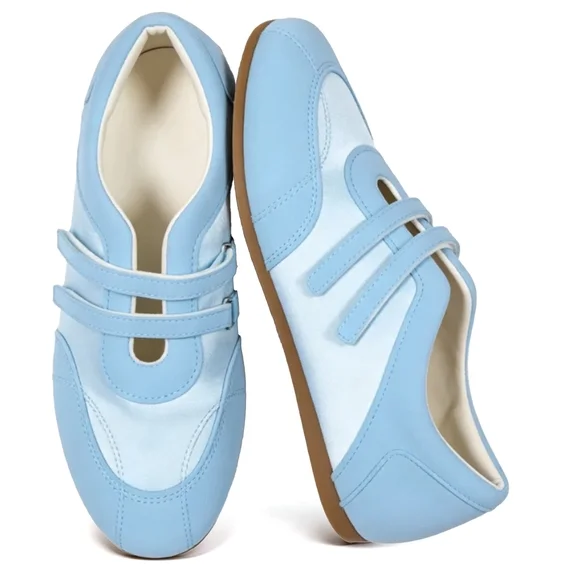 Mary Jane Sneakers for Women with Hook & Loop Strap Comfortable Casual Shoes 