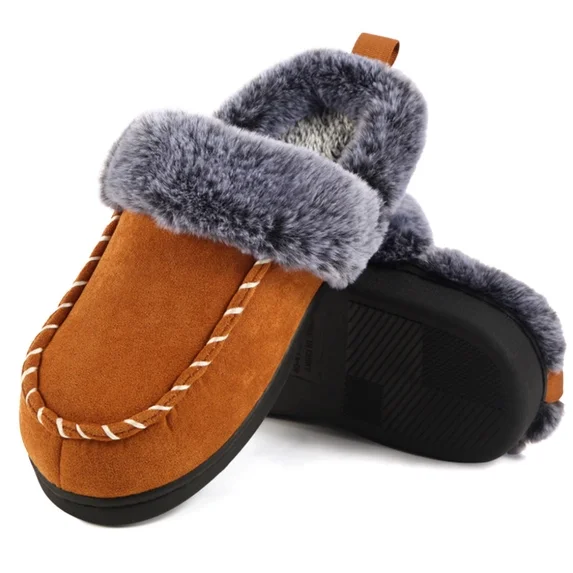 Mens Slippers Moccasins Memory Foam Fuzzy House Shoes for Mens Womens