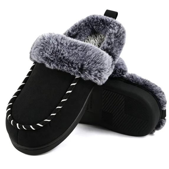 Mens Slippers Moccasins Memory Foam Fuzzy House Shoes for Mens Womens