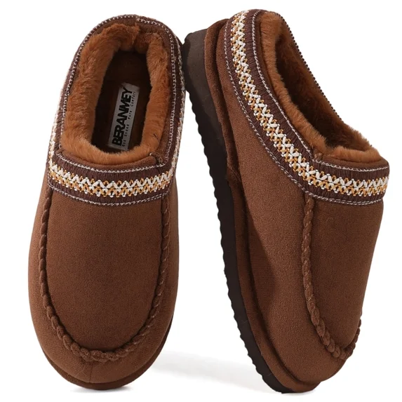 Moccasin Slippers for Women and Men Cozy Slip On Womens Slippers Fuzzy Platform Warm Non Slip House Slippers for Women