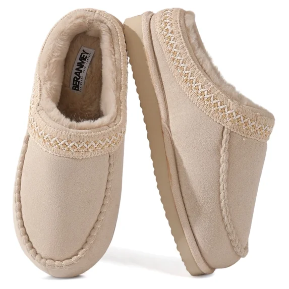 Moccasin Slippers for Women and Men Cozy Slip On Womens Slippers Fuzzy Platform Warm Non Slip House Slippers for Women