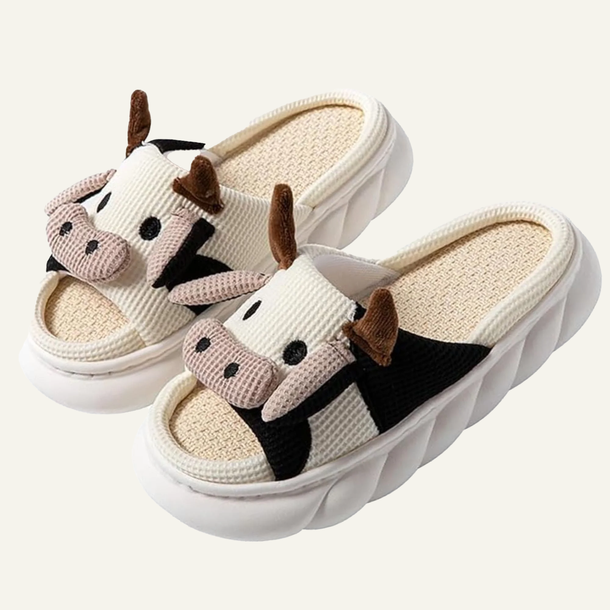 Cartoon Memory Foam Linen House Slippers
