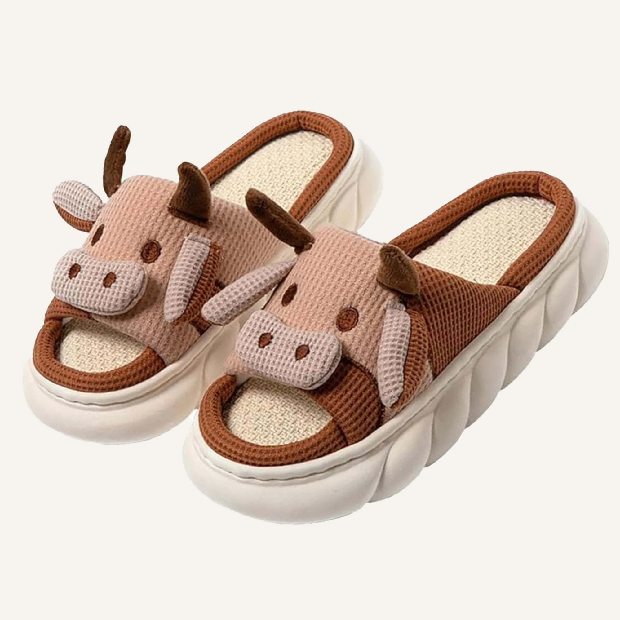 Cartoon Memory Foam Linen House Slippers
