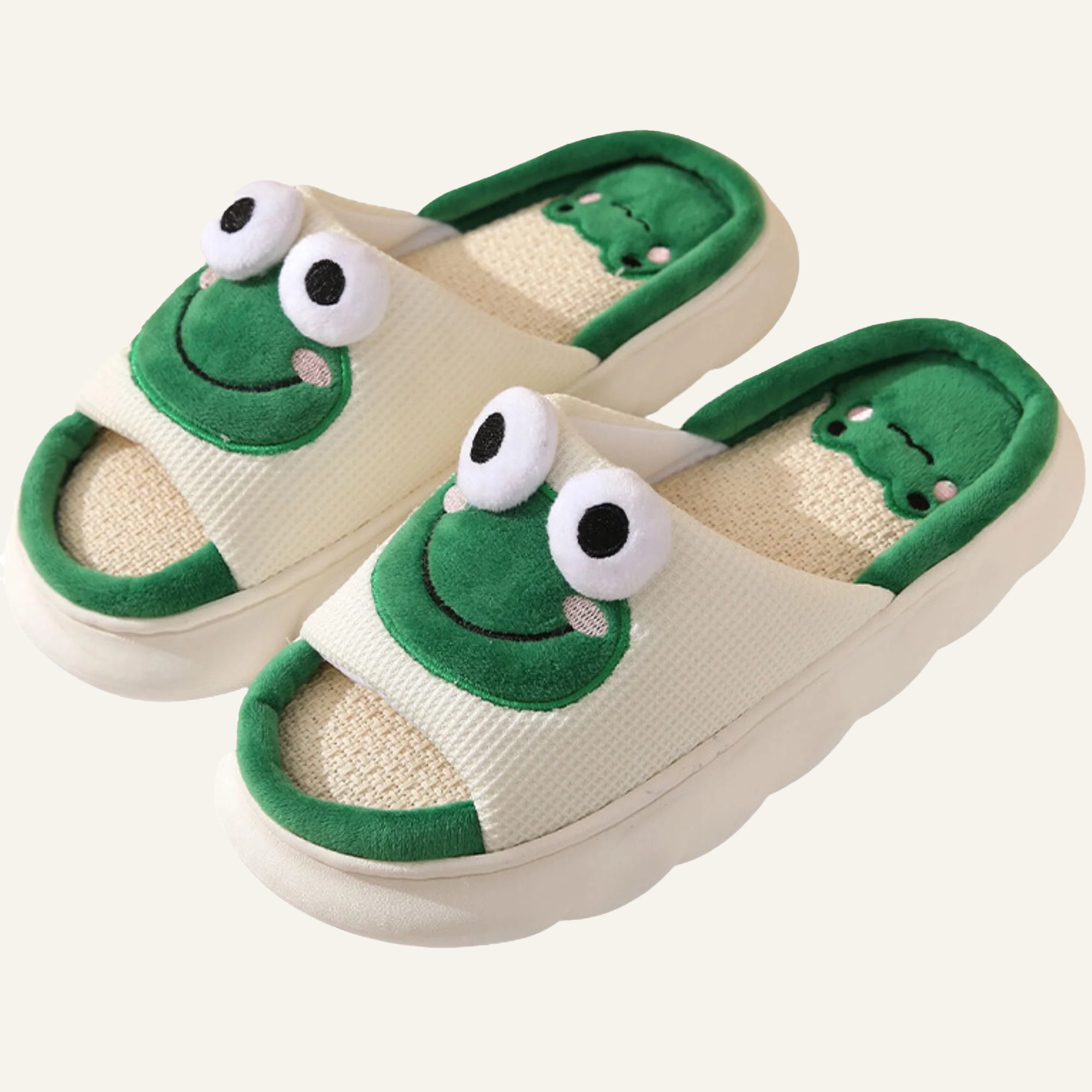 Cartoon Memory Foam Linen House Slippers