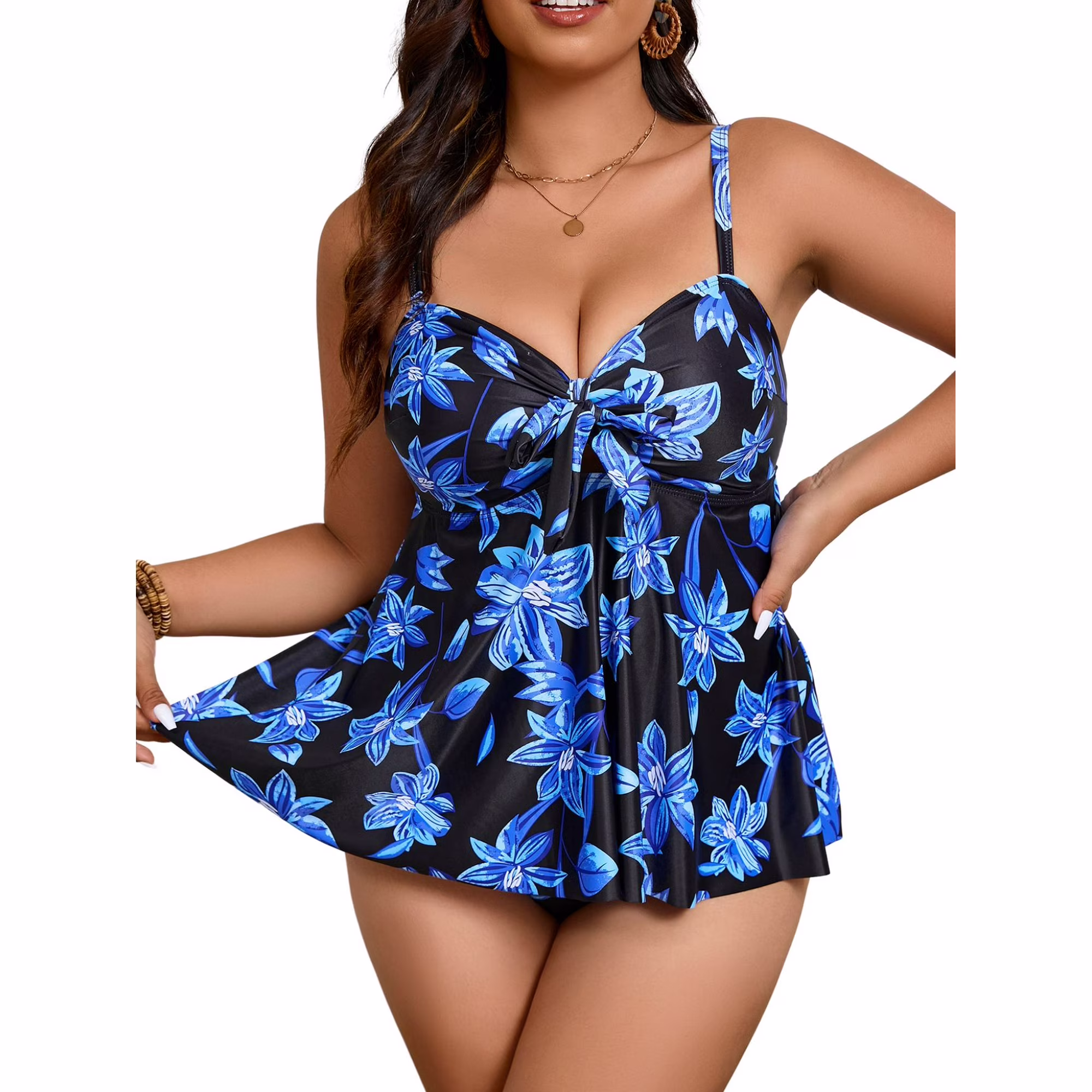 Plus Size Floral Print Tankini Swimsuits for Women