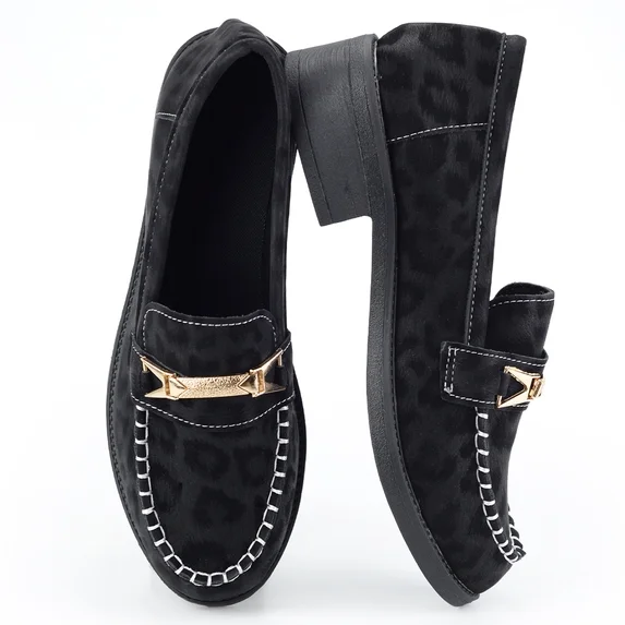 Women's Stylish Slip-On Loafers Wide Width Walking Shoes 