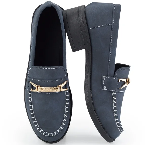 Women's Stylish Slip-On Loafers Wide Width Walking Shoes 