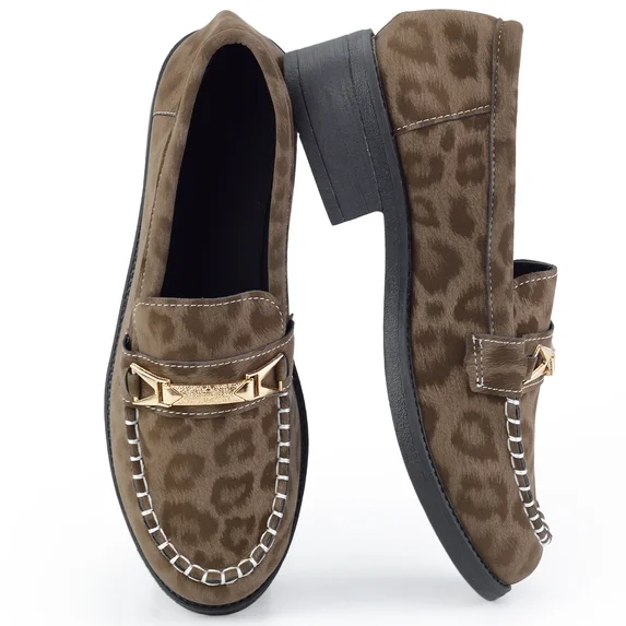 Women's Stylish Slip-On Loafers Wide Width Walking Shoes 
