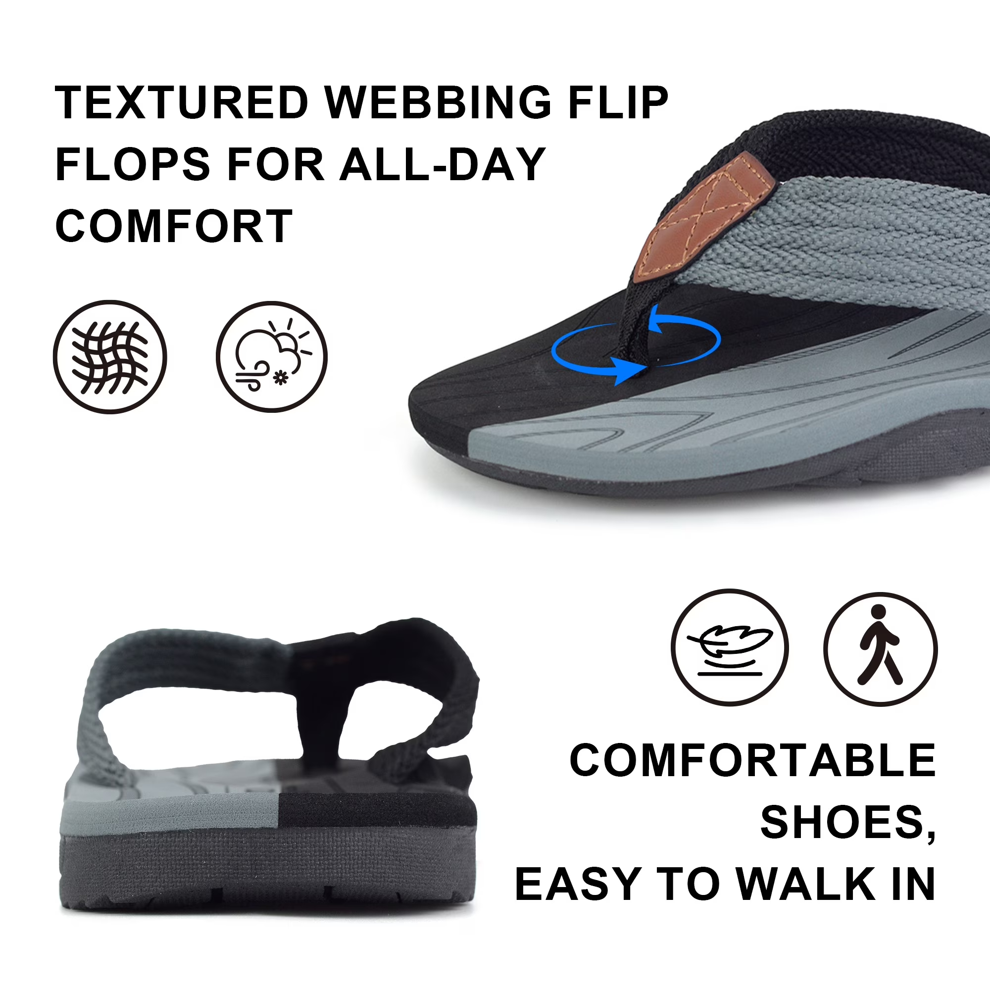 Men's Flip Flops with Arch Support