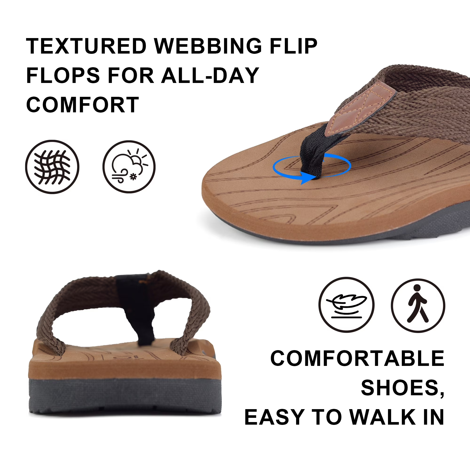 Men's Flip Flops with Arch Support