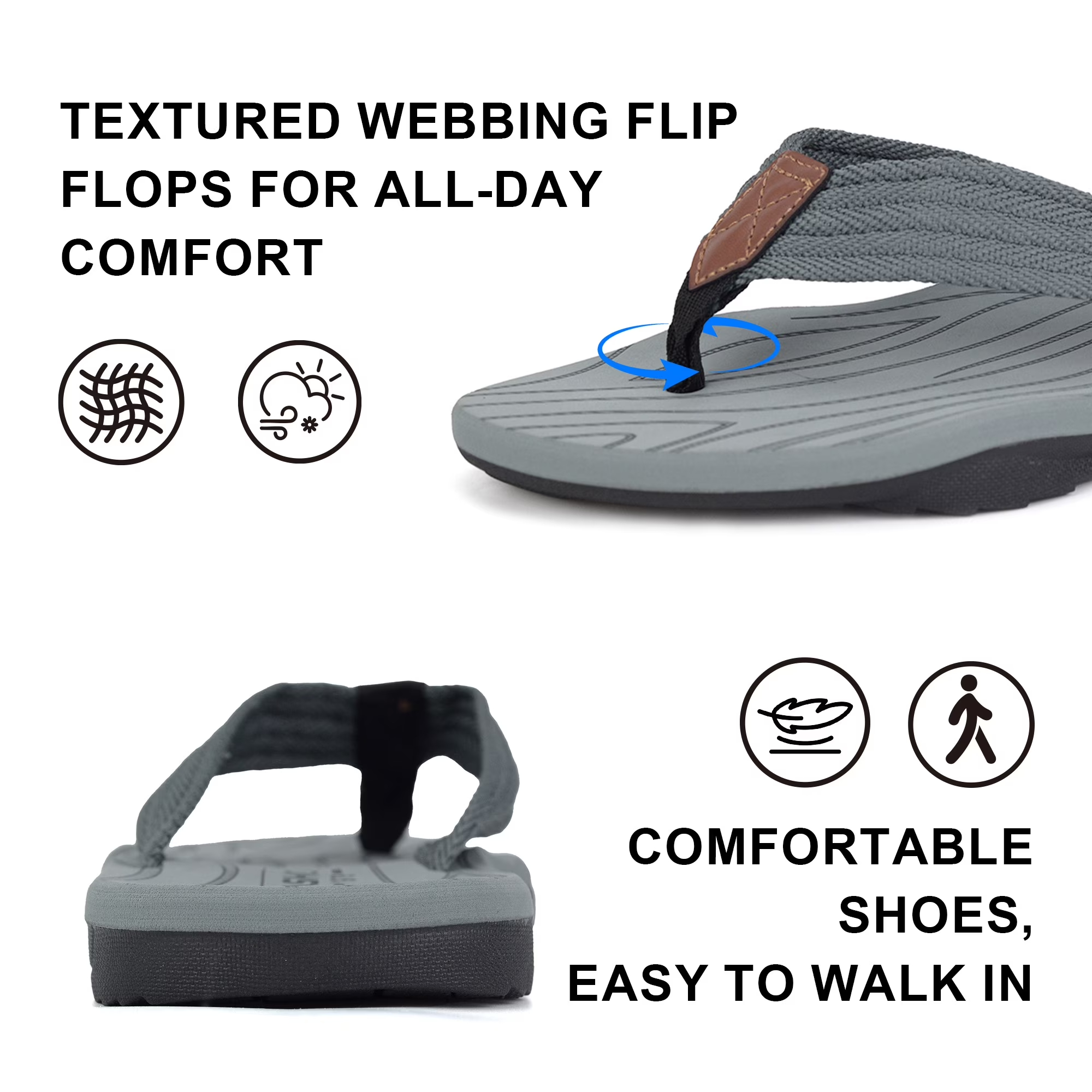 Men's Flip Flops with Arch Support
