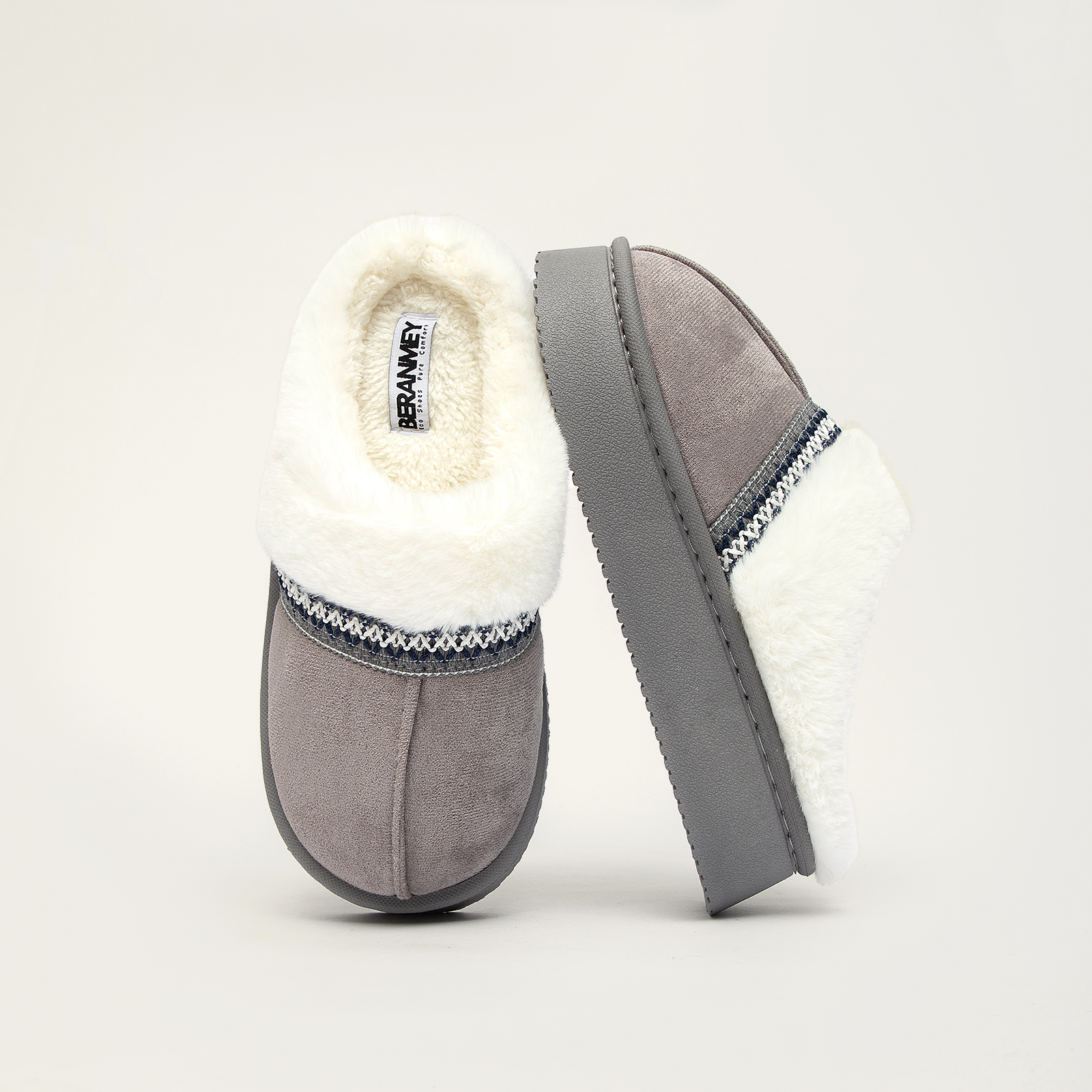 Slippers for Women Scuff Memory Foam Fuzzy Faux Fur