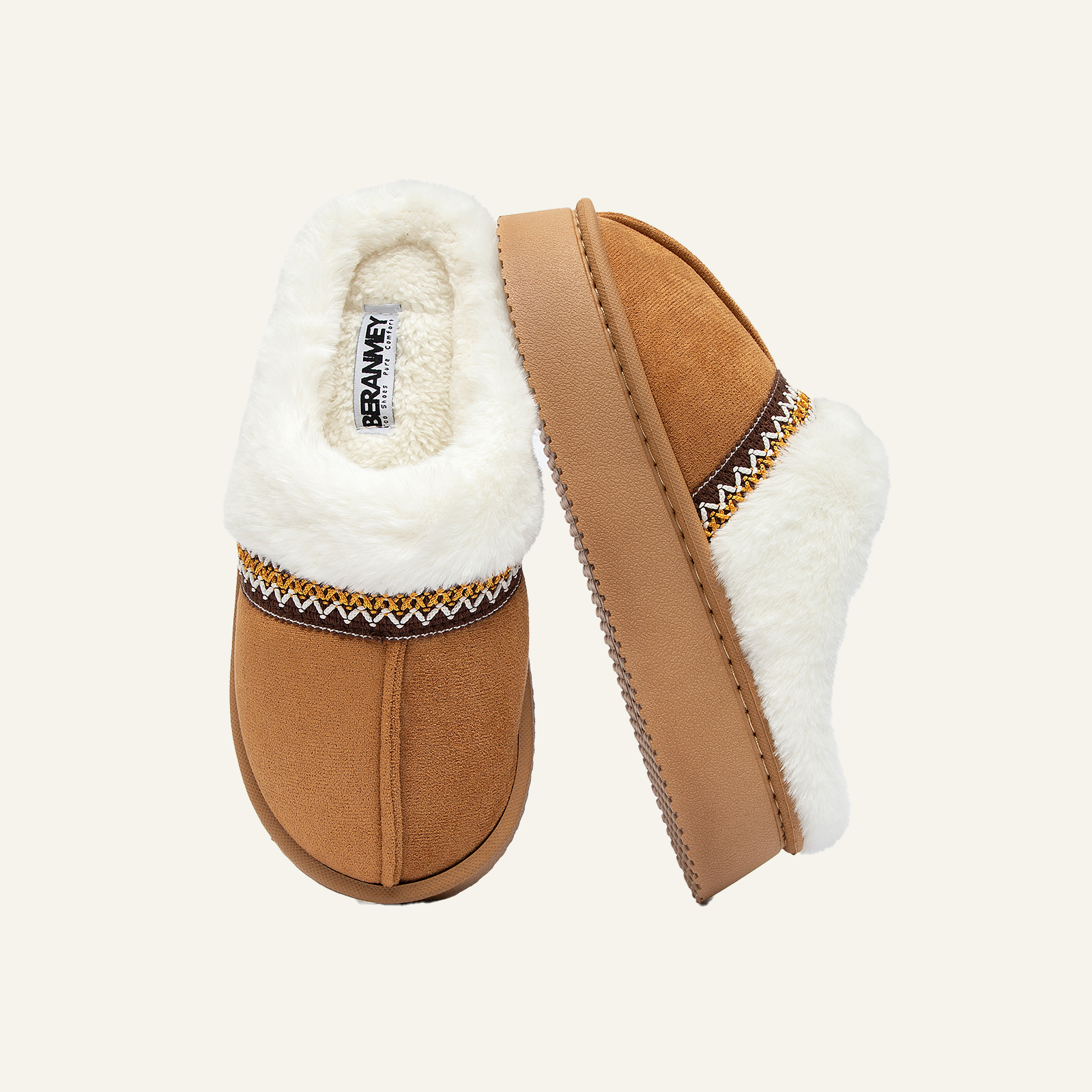 Slippers for Women Scuff Memory Foam Fuzzy Faux Fur