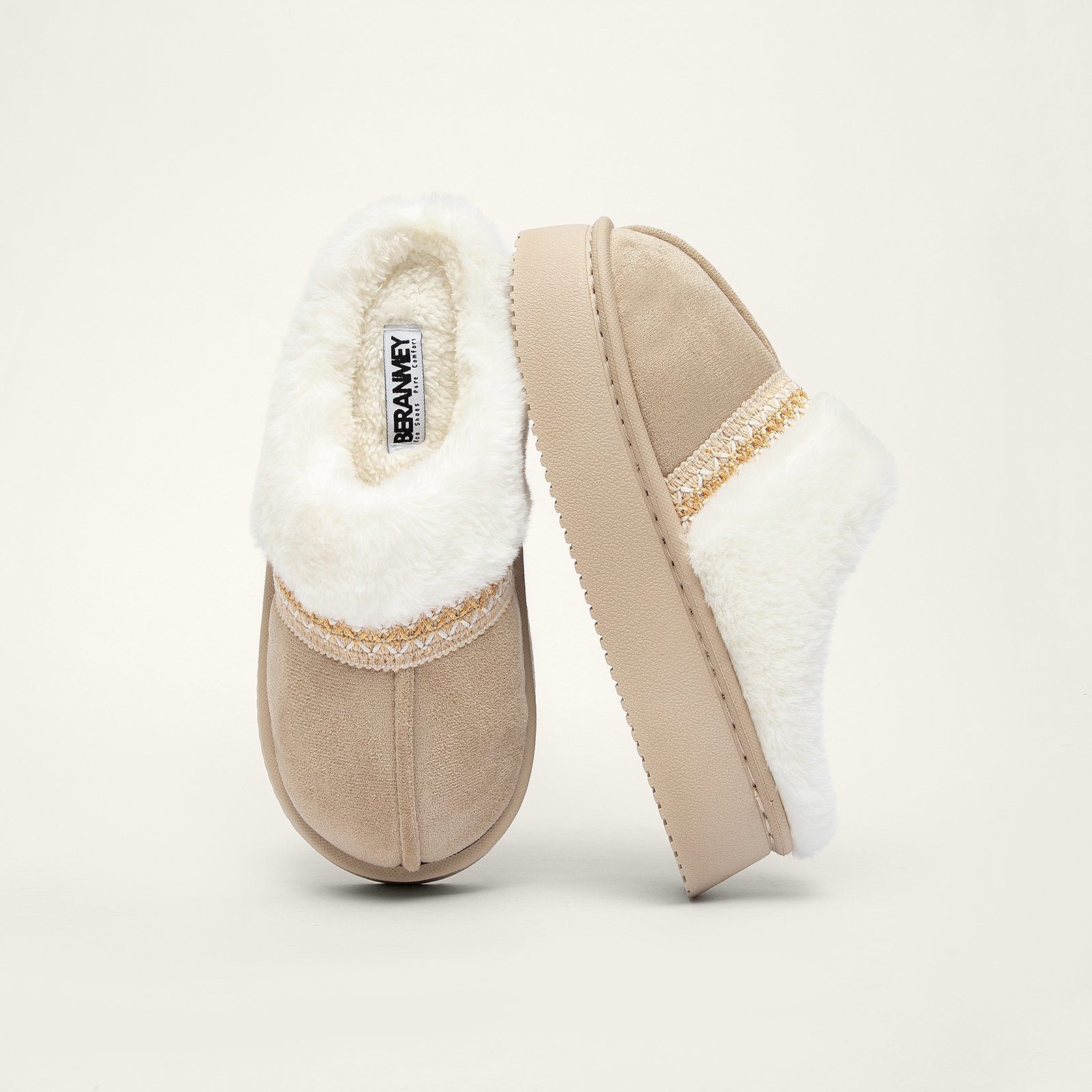 Slippers for Women Scuff Memory Foam Fuzzy Faux Fur