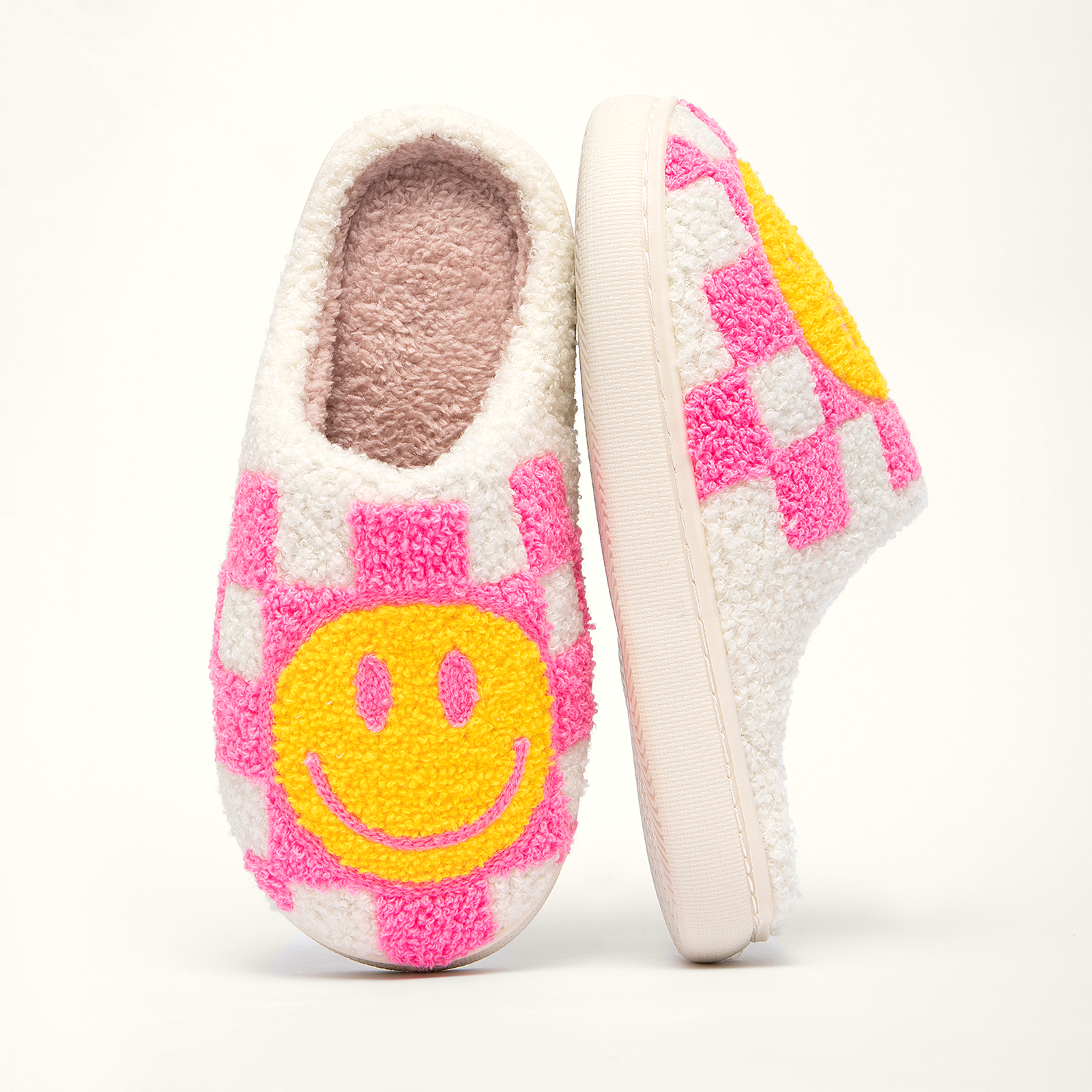  Soft Plush Comfy Warm Slip-On Happy Face 