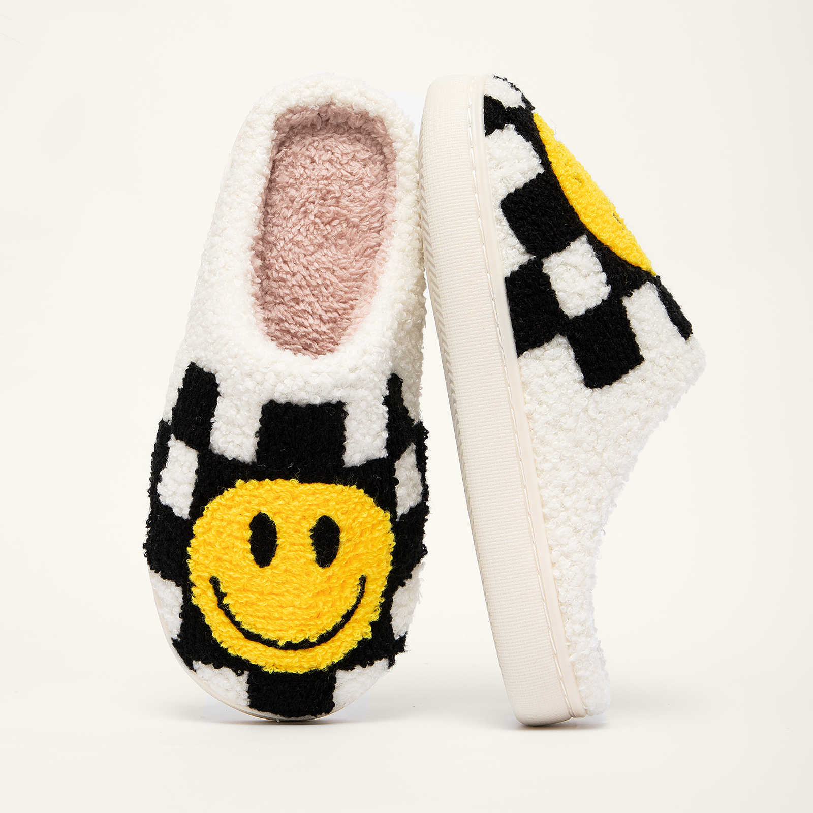  Soft Plush Comfy Warm Slip-On Happy Face 