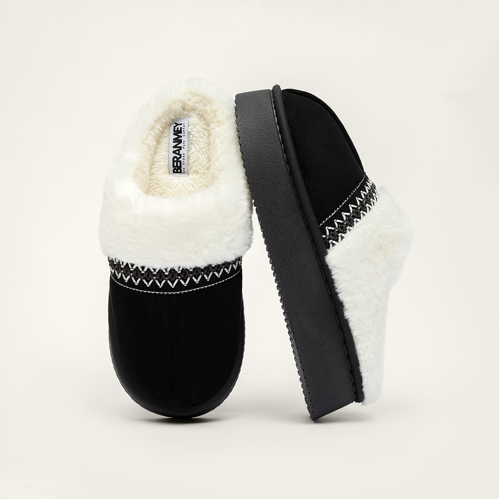 Slippers for Women Scuff Memory Foam Fuzzy Faux Fur