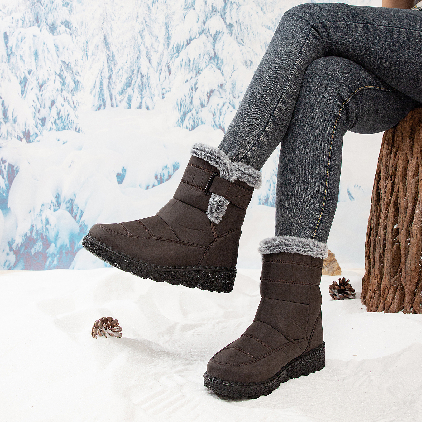  Women’s Waterproof Snow Boots Mid-Calf 