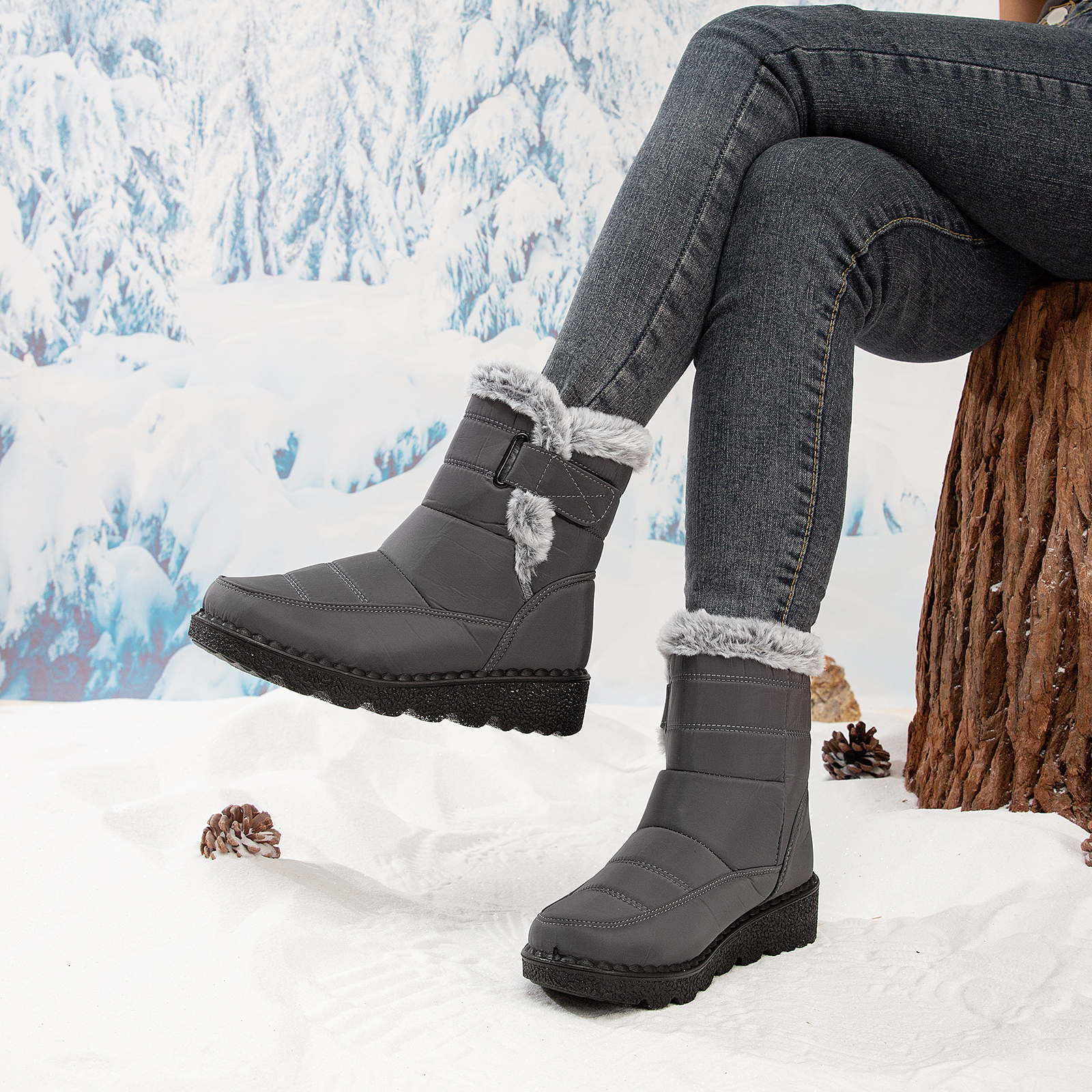  Women’s Waterproof Snow Boots Mid-Calf 
