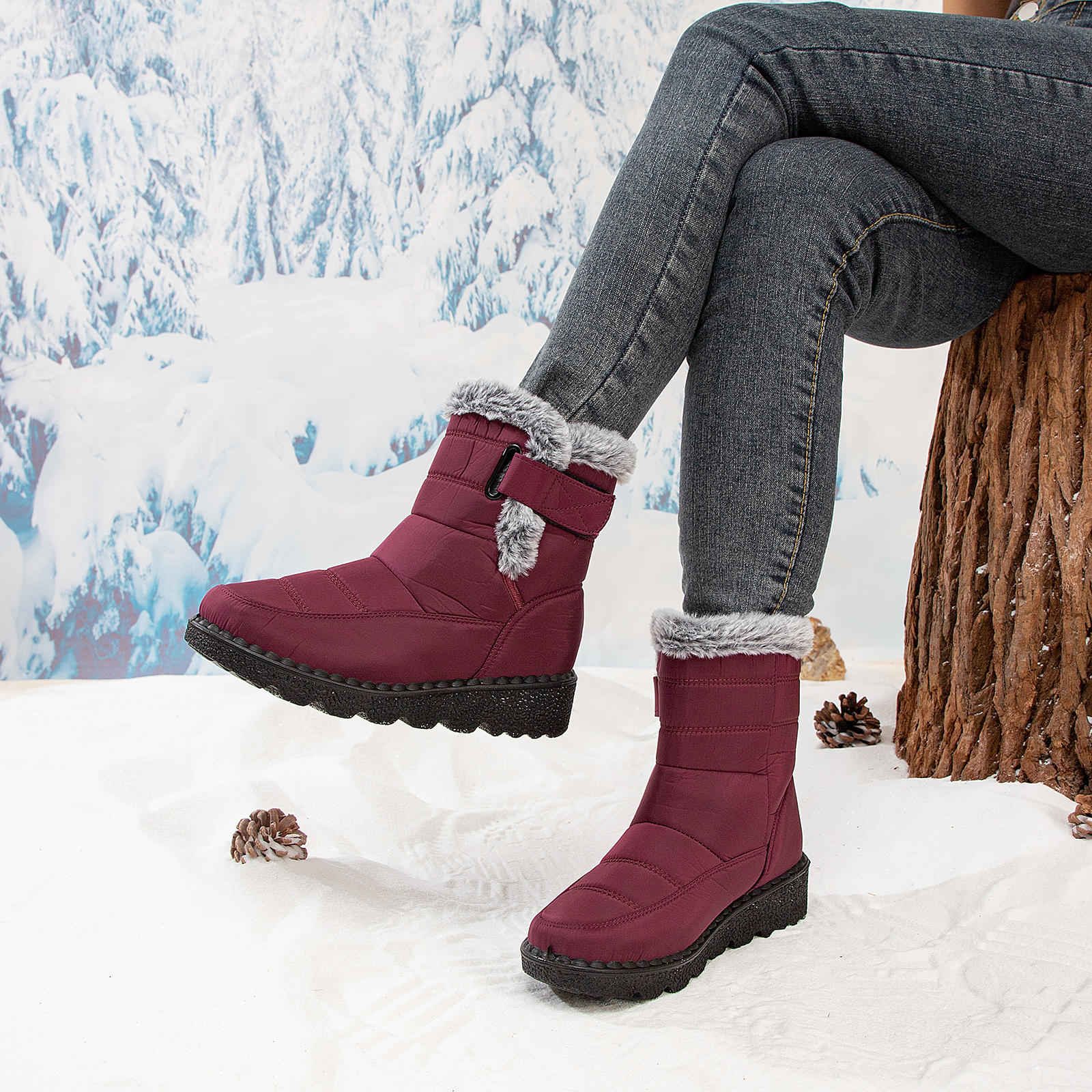  Women’s Waterproof Snow Boots Mid-Calf 