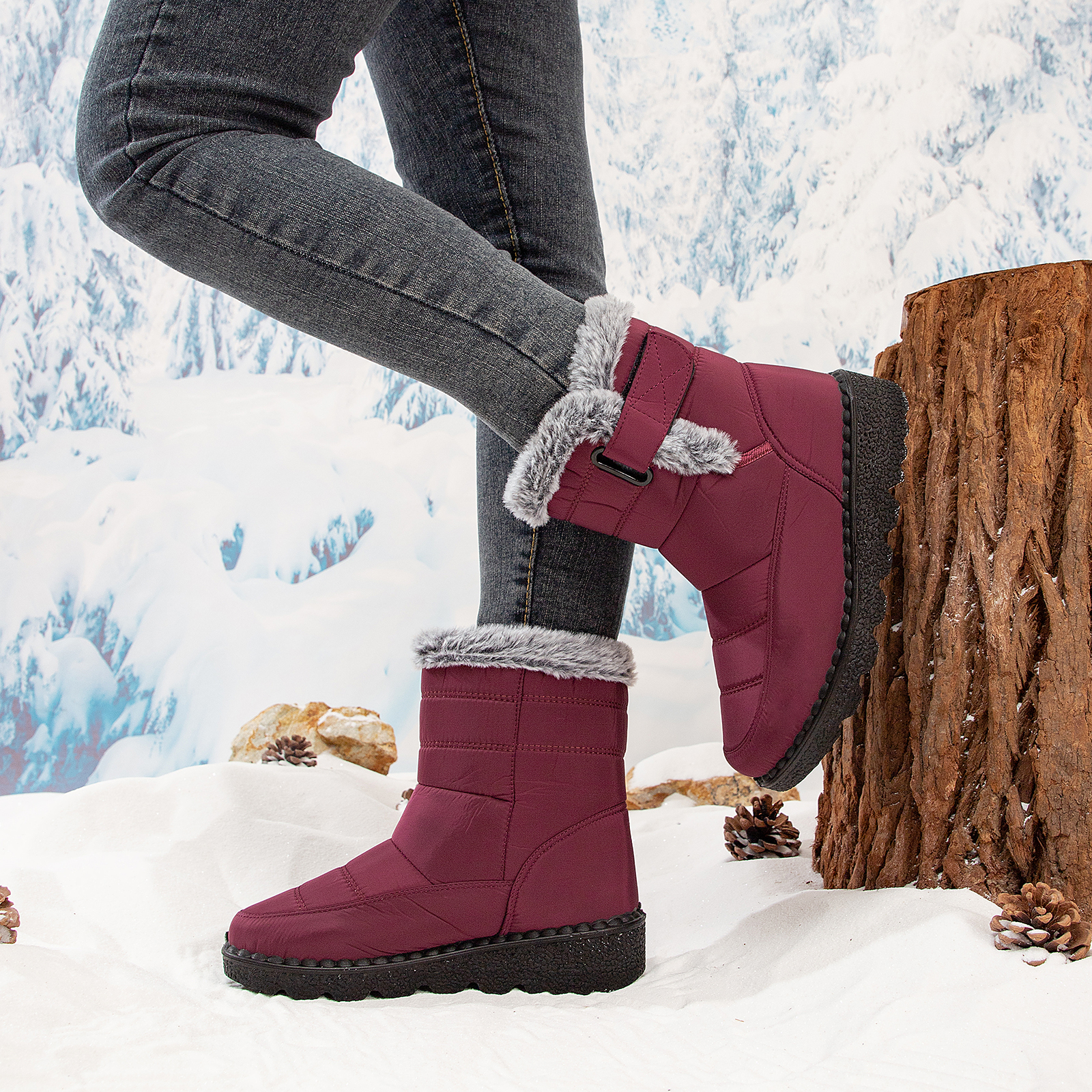  Women’s Waterproof Snow Boots Mid-Calf 