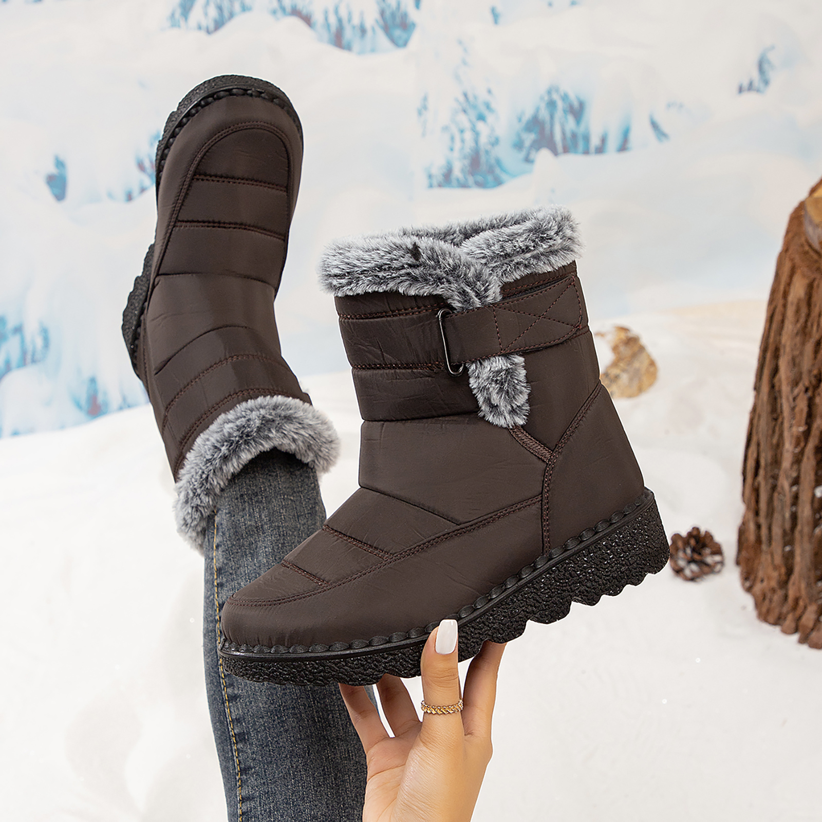  Women’s Waterproof Snow Boots Mid-Calf 