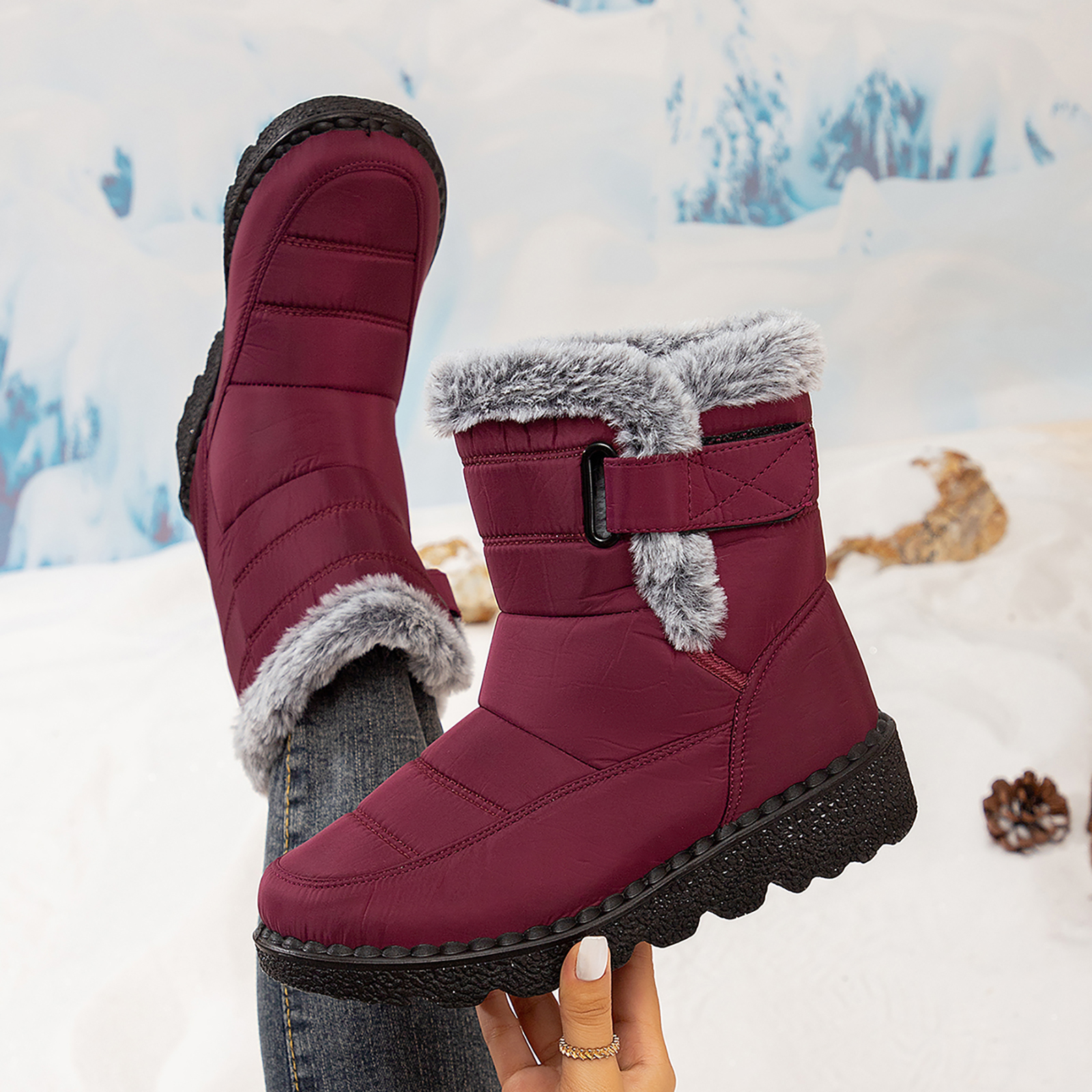  Women’s Waterproof Snow Boots Mid-Calf 