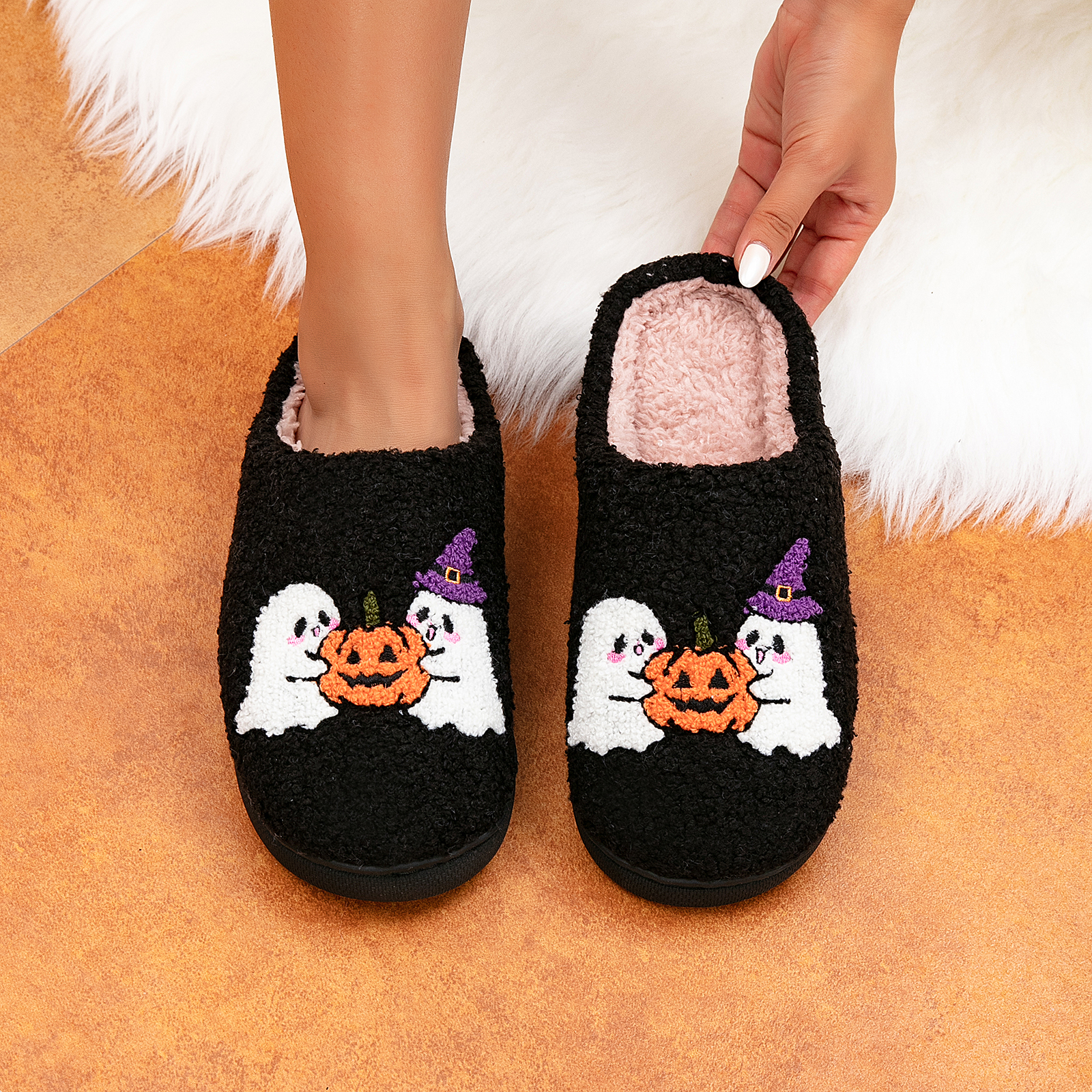 Cute Halloween Slippers for Women Perfect Soft Plush Comfy Warm Slip-On