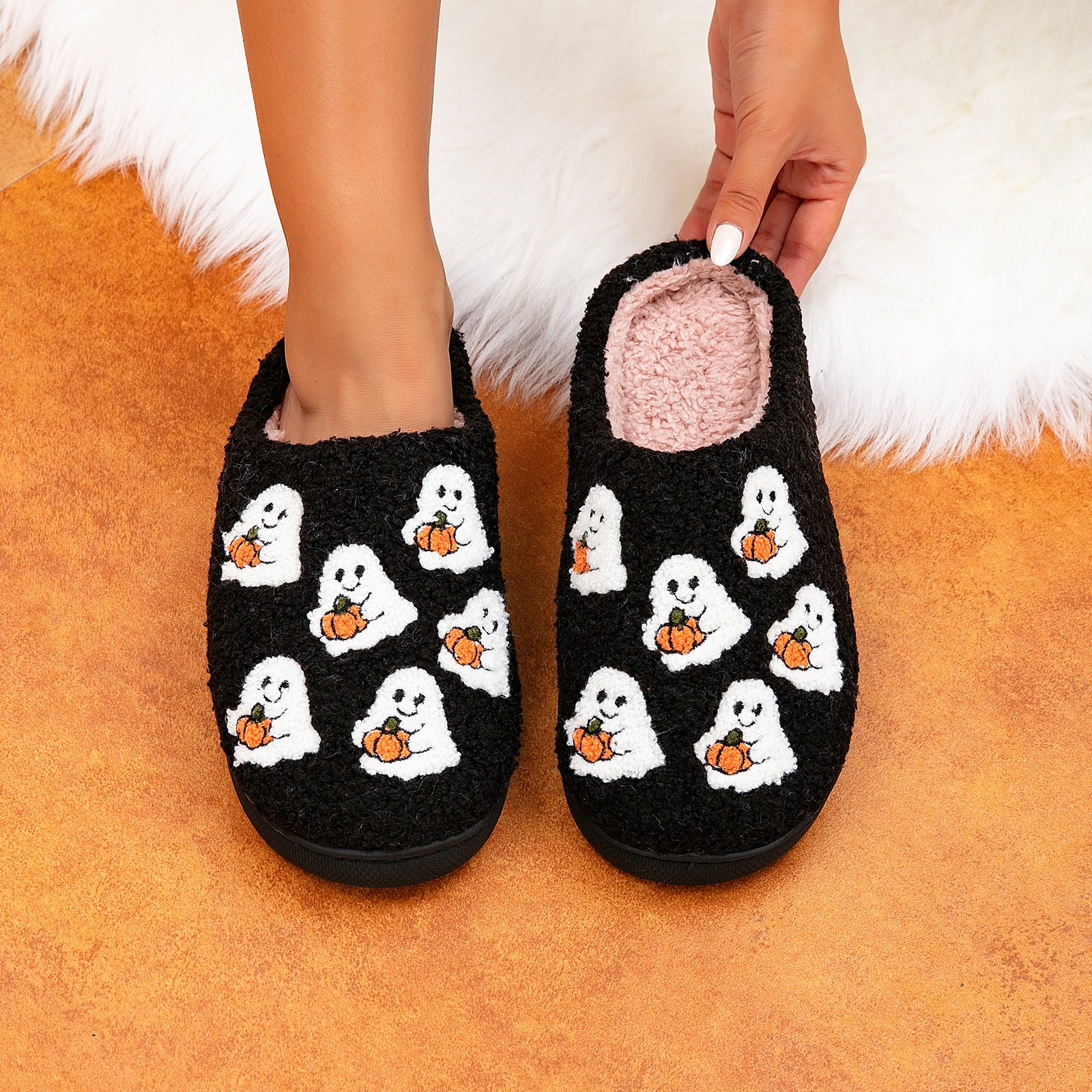 Cute Halloween Slippers for Women Perfect Soft Plush Comfy Warm Slip-On