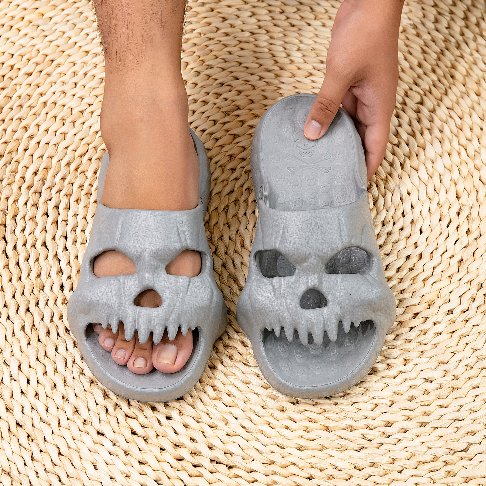 Cloud Cushioned Skull Slippers with Thick Anti Slip Sole