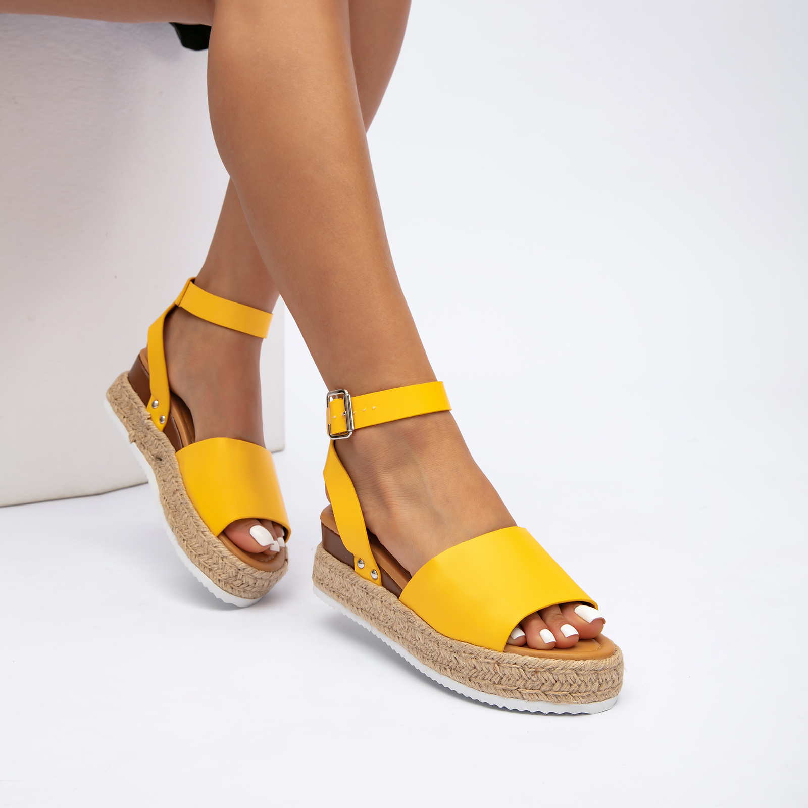Open Toe Buckle Ankle Strap Espadrilles with Flatform Wedge Sandals For Women - Espadrilles Beach Sandals For Woman