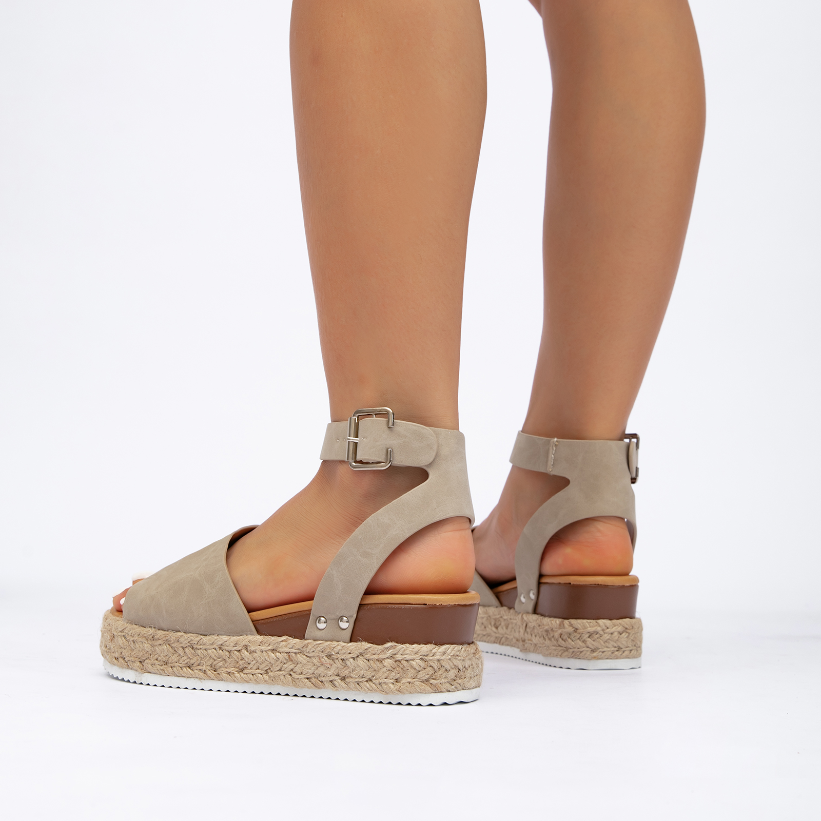 Open Toe Buckle Ankle Strap Espadrilles with Flatform Wedge Sandals For Women - Espadrilles Beach Sandals For Woman