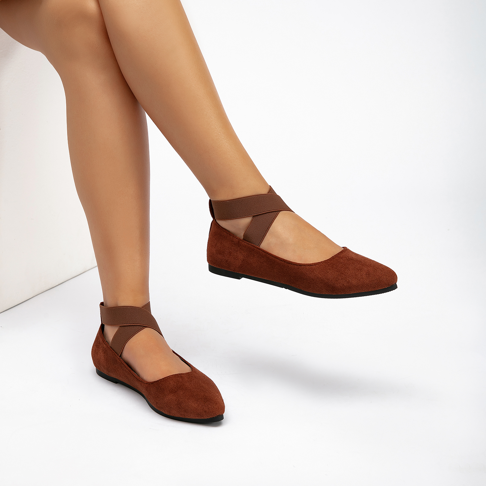  Casual Women's Ballet Flats Shoes Ankle Elastic Criss-Cross Ballet Dress Shoes