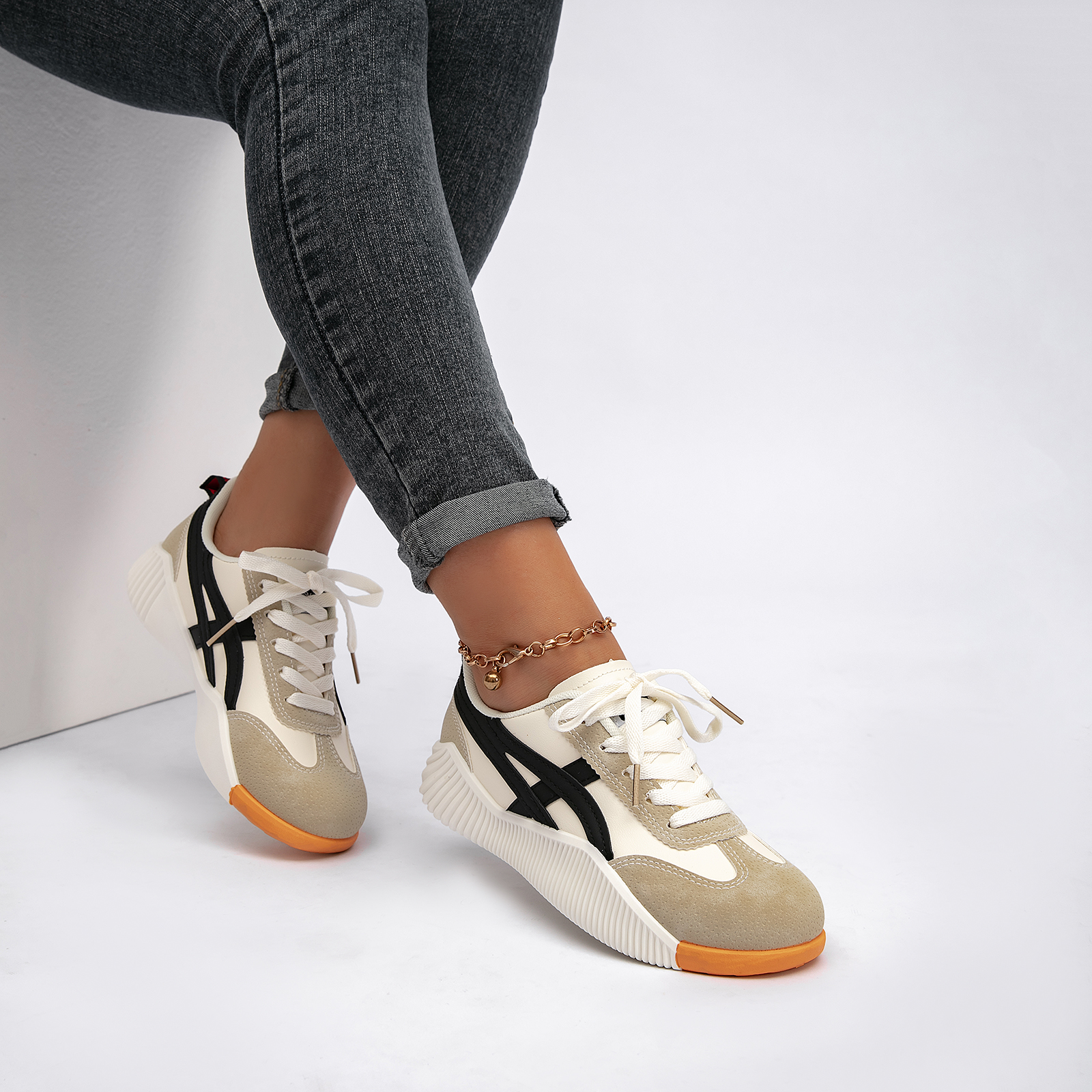  Women's Tennis Sneakers Walking Flat Low-Top Casual Lace-Up Orthopedic Sneakers For Women